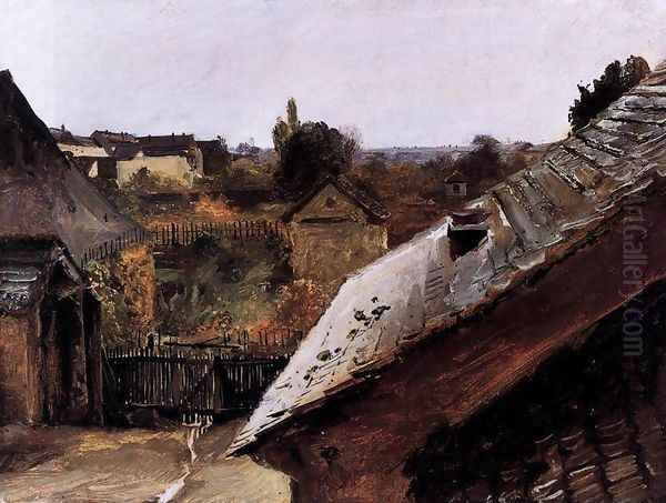 View of Rooftops and Gardens Oil Painting by Karl Blechen