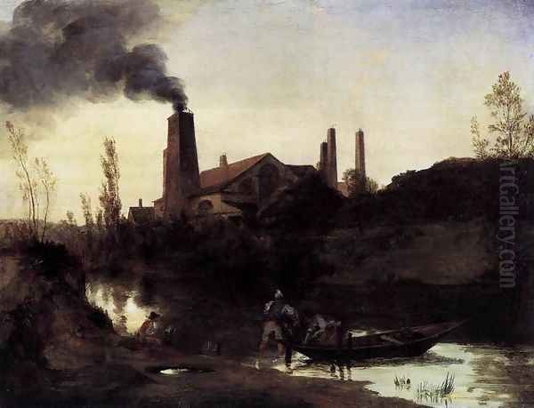 Rolling Mill Oil Painting by Karl Blechen