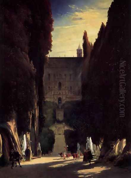 Tivoli Gardens at the Villa d'Este Oil Painting by Karl Blechen