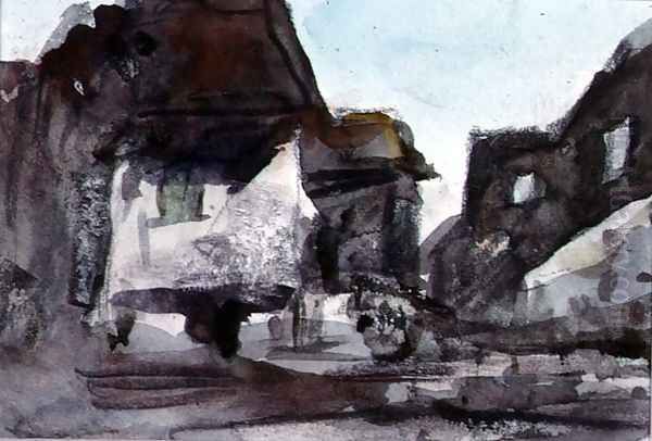 A Group of Houses Oil Painting by Hercules Brabazon Brabazon