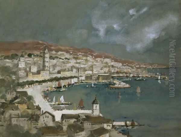 The Harbour of Split, Croatia Oil Painting by Hercules Brabazon Brabazon