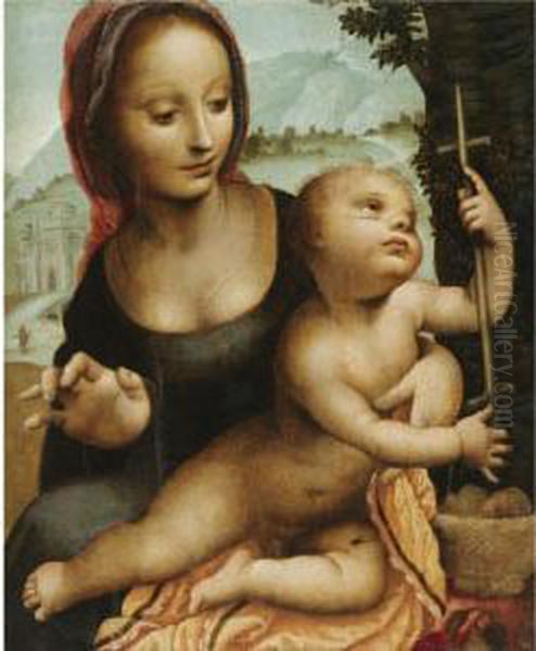 The Virgin And Child In A Landscape, 'madonna Of The Yarnwinder' Oil Painting by Fernando Yanez De la Almedina