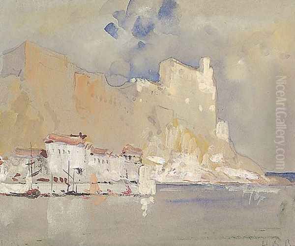 A Mediterranean Seaport 1890 Oil Painting by Hercules Brabazon Brabazon