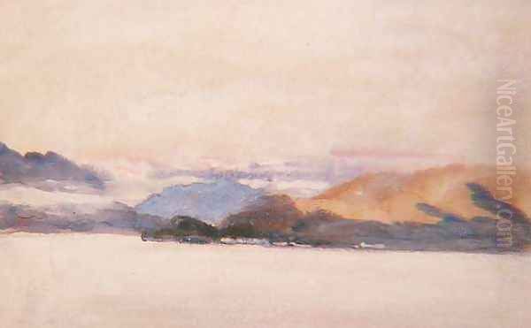 View over Lake Como Oil Painting by Hercules Brabazon Brabazon