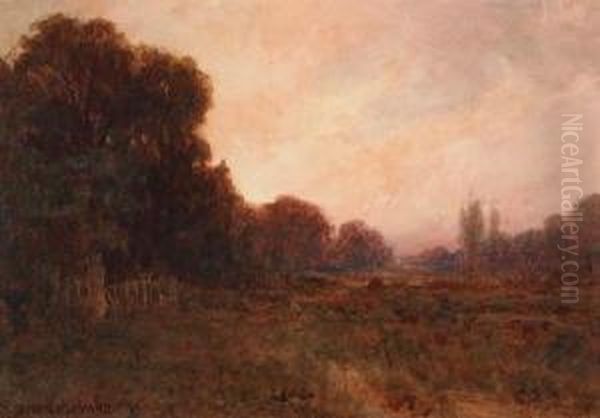 Landscape At Sunset Oil Painting by Sydney Jones Yard