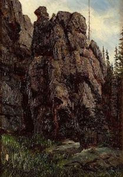 Rochers Et Sapins Oil Painting by Nikolai Alexandrovich Yaroshenko