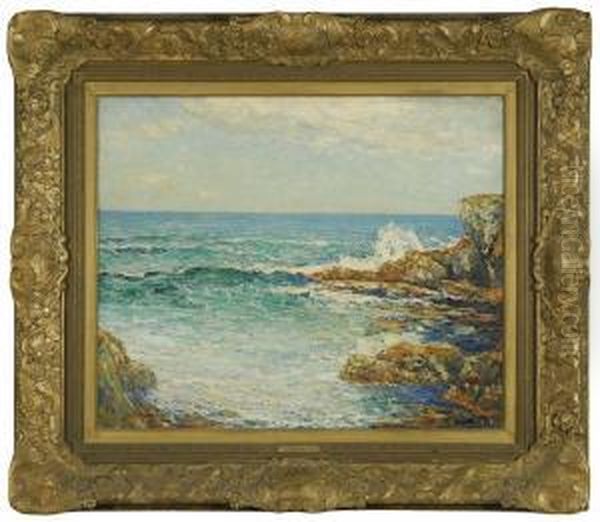 Rocky Coastal Seascape Oil Painting by Cullen Yates