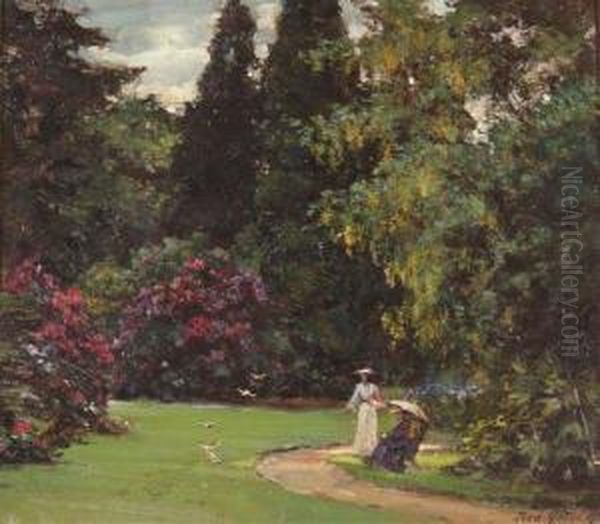 'hillfields Garden Oil Painting by Frederic Yates