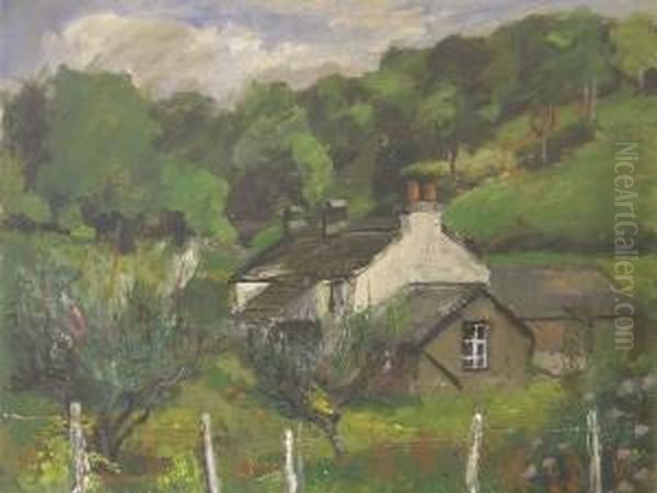 One Of Hills, Theother Cottage Nestled Amongst Trees Oil Painting by G. Yates