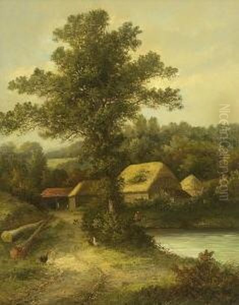 Dorflandschaft. Oil Painting by W. Yates