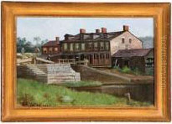 Canal Lock Oil Painting by William Henry Yates