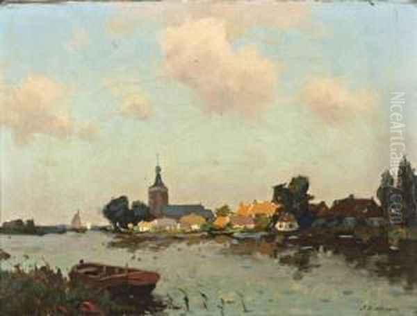 Gezicht Op Hasselt, Overijssel Oil Painting by Egnatius Ydema