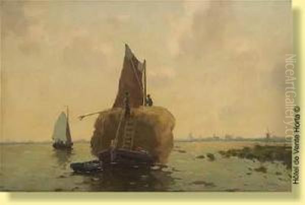 Transport Du Lin Sur L'escaut Oil Painting by Egnatius Ydema