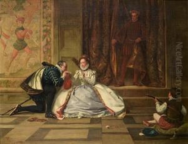 Queen Elizabeth And Leicester Oil Painting by William Frederick Yeames