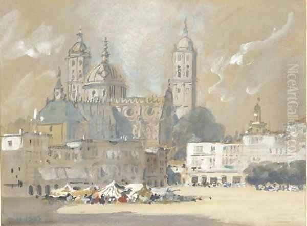 Possibly Salamanca Cathedral Oil Painting by Hercules Brabazon Brabazon