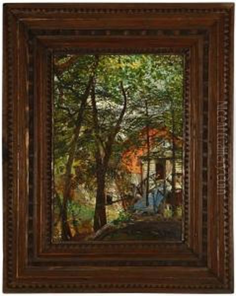 Cabin Through The Trees Oil Painting by Karl H. Yens