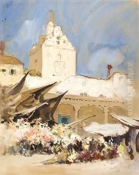 The vegetable market, Venice Oil Painting by Hercules Brabazon Brabazon