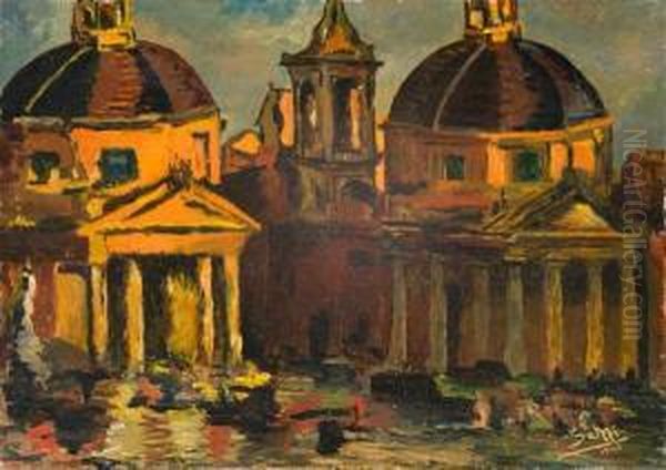 Piazza Del Popolo Oil Painting by Sami Yetik