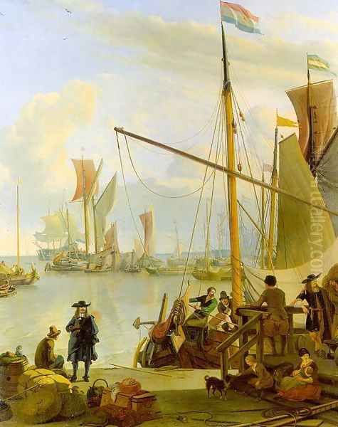 View From The Mussel Pier In Amsterdam 1673 Oil Painting by Ludolf Backhuysen