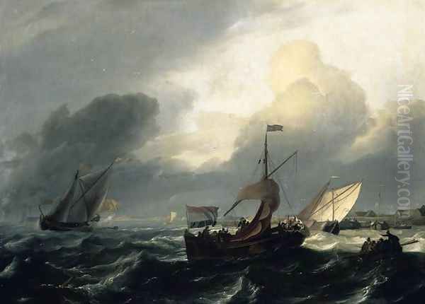 Small Dutch Vessels Oil Painting by Ludolf Backhuysen