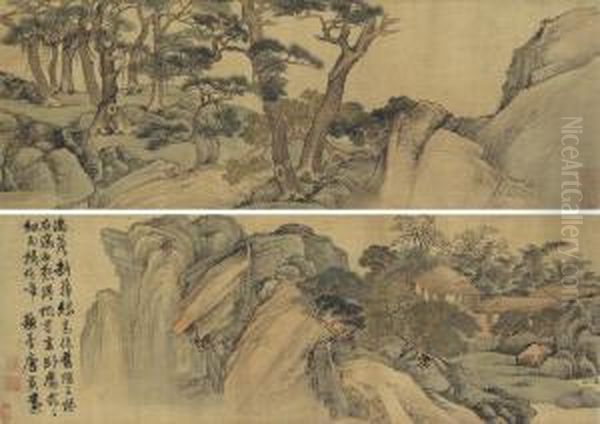 Listening To The Sound Of Pine Oil Painting by Tang Yin