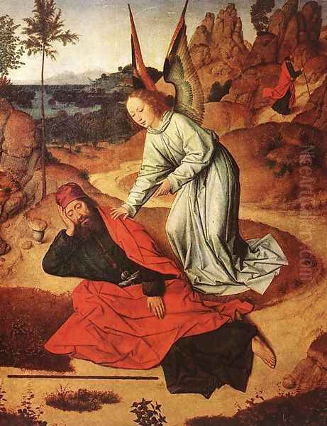 Prophet Elijah in the Desert 1464-68 Oil Painting by Dieric the Elder Bouts