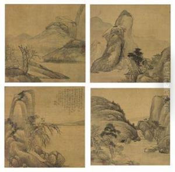 Landscapes In Ancient Style Oil Painting by Zhu Yizun