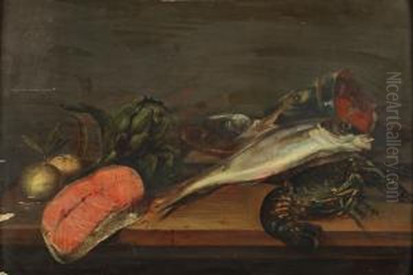 Nature Morte Aux Poissons Et Artichauts Oil Painting by Frans Ykens