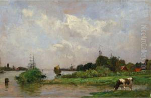 Landscape Of Estuary Oil Painting by Edmond Charles Jos. Yon