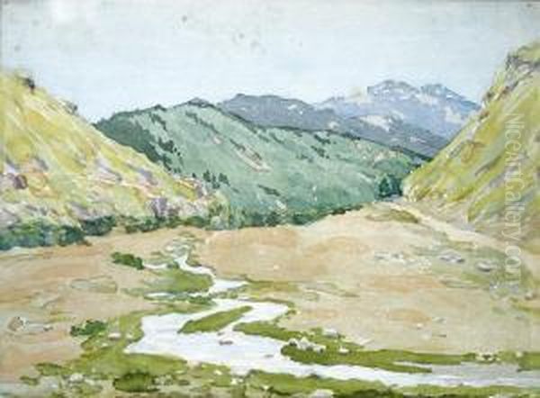 A Landscape From Rila Mountain Oil Painting by Hristo Yonchev - Kriskaretz