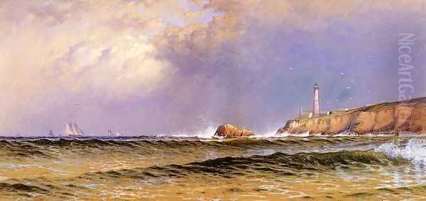 Coastal Scene with Lighthouse Oil Painting by Alfred Thompson Bricher