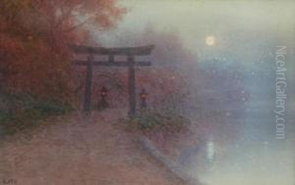 Temple Gate Oil Painting by Ito Yoshihiko