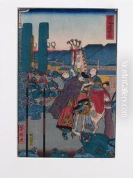 Scenic Places Of Tokaido Oil Painting by Utagawa Yoshikata