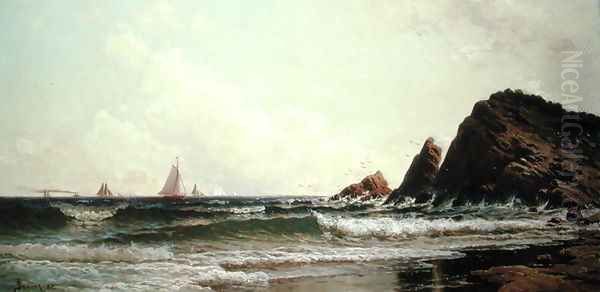 Cliffs at Cape Elizabeth, Portland Harbour, Maine, 1882 Oil Painting by Alfred Thompson Bricher