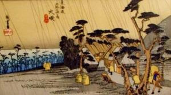 Samurai Images And Others Oil Painting by Utagawa or Ando Hiroshige