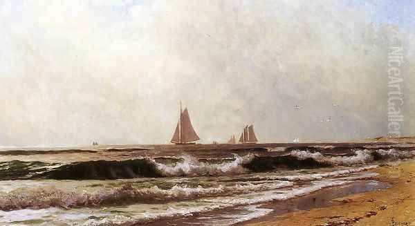 Sailboats along the Shore Oil Painting by Alfred Thompson Bricher