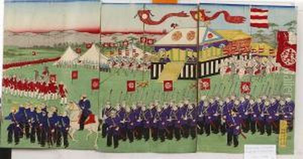 Militarparad Oil Painting by Utagawa Yoshitora