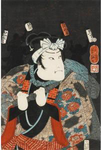 Two Kabuki Portraits Oil Painting by Yoshiume