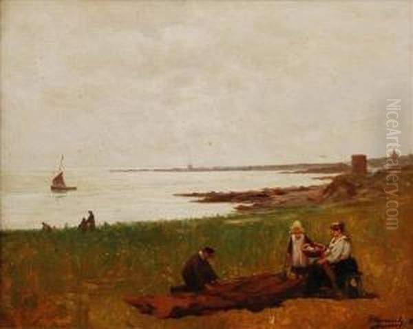 Coastal Landscape With Figures Oil Painting by Alexander Young