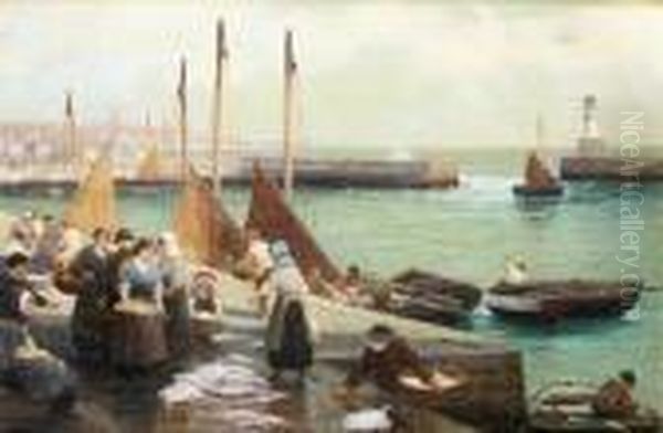 Granton Harbour, Near Edinburgh Oil Painting by Alexander Young