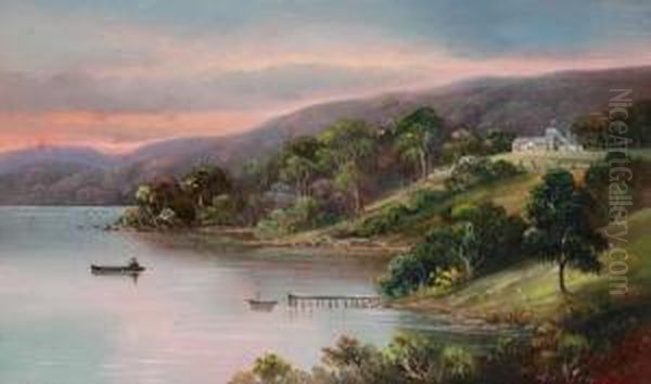 Fisherman's Point Lake Connewarre Near Geelong Oil Painting by Charles Young