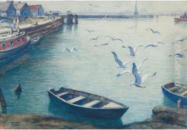 Pier Oil Painting by Ellsworth Young