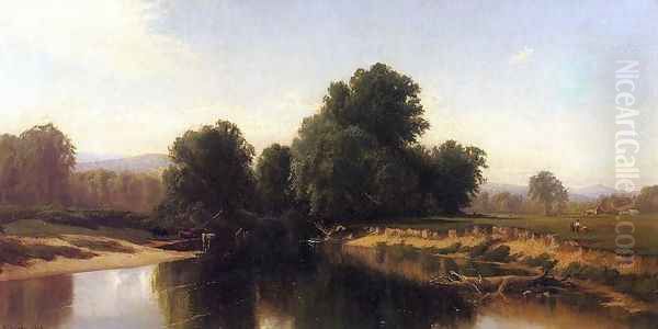 Cattle by the River Oil Painting by Alfred Thompson Bricher