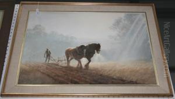 Study Of A Plough Team Oil Painting by John Young