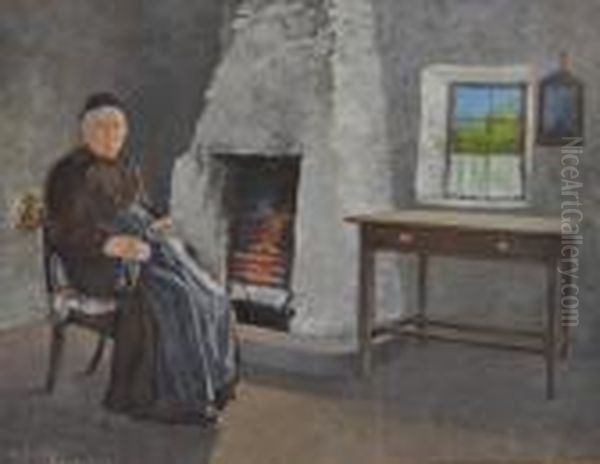 Portrait Of Mrs Stewart Of Fearnan Oil Painting by Robert Clouston Young