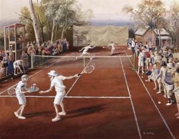 The Tennis Match Oil Painting by Robert Clouston Young