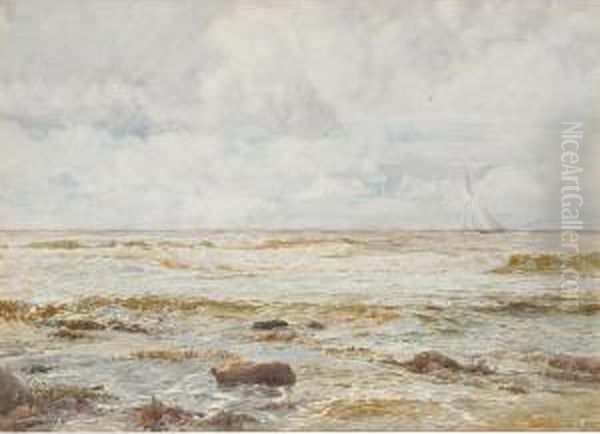 Yacht On The Horizon Oil Painting by Robert Clouston Young