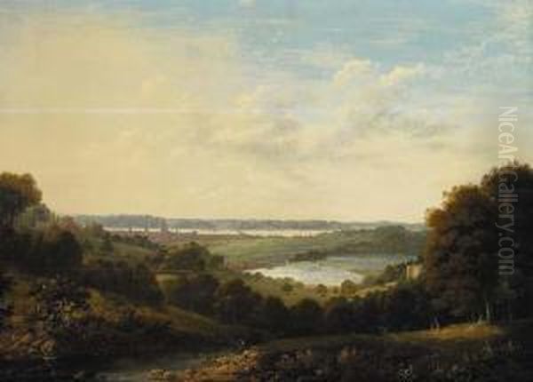 View Of Southampton, With The River Itchen In The Foreground And Southampton Water Beyond Oil Painting by Tobias Young