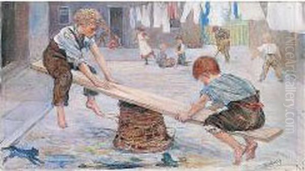 The See-saw Oil Painting by William Drummond Young