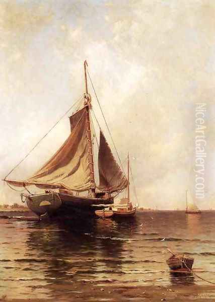 Oyster Boats Oil Painting by Alfred Thompson Bricher